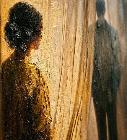 Close-up detail of Parting Light showing textured brushwork in gold and golden tones
