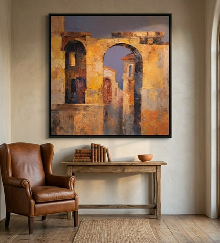 Passage Through Gold original painting displayed in a modern living room