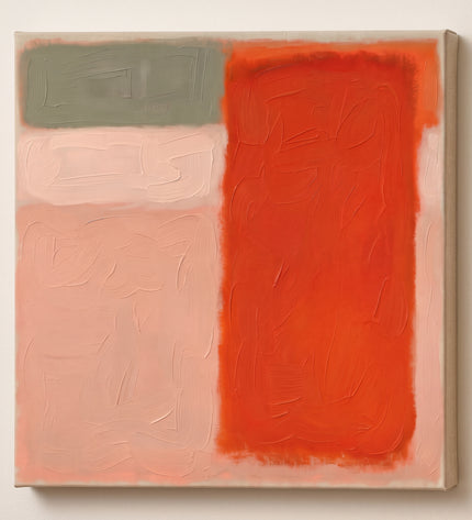 Persimmon Distance — unframed stretched canvas with natural linen sides; digital artwork visualization