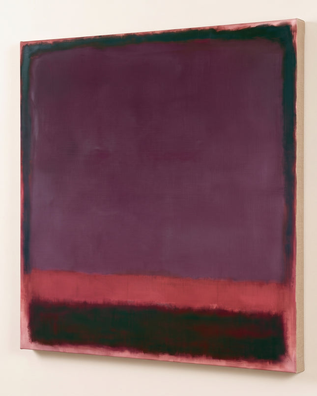 Plum Aftertone — unframed stretched canvas with natural linen sides; digital artwork visualization