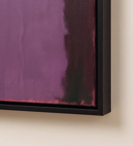 Plum Resonance — framed corner and paint-surface detail; digital artwork visualization