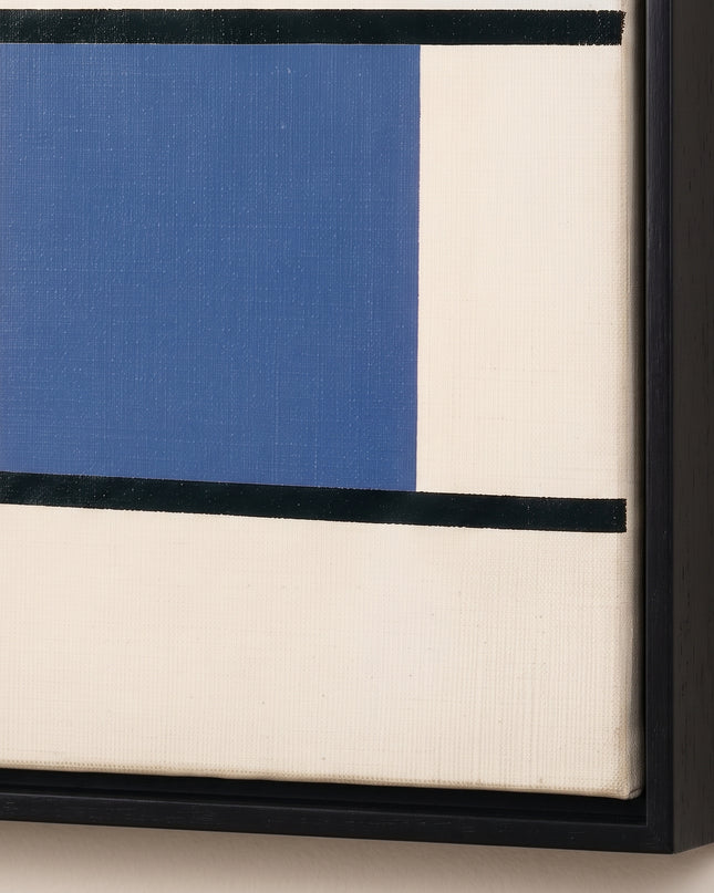 Quiet Crossing — framed corner and paint-surface detail; digital artwork visualization