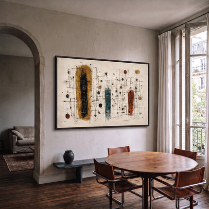 Quiet Machines — framed artwork in an apartment dining area
