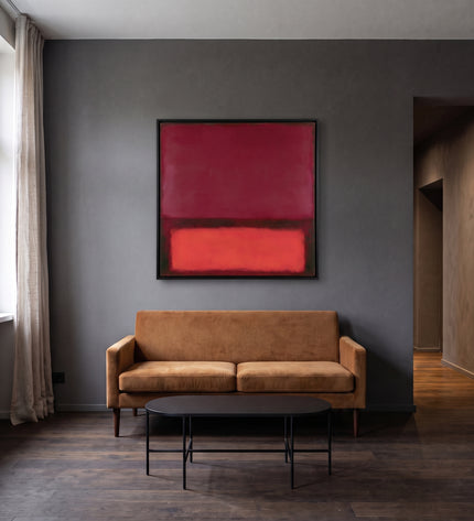 Red Under Silence — slightly angled interior view; digital artwork visualization