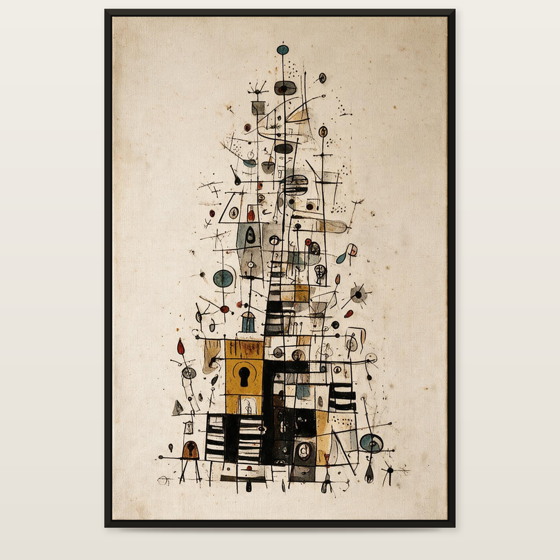 Rising Thoughts — full artwork in a black wooden frame