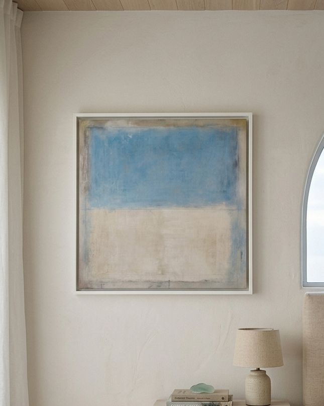 Sea & Sand painting side view in coastal bedroom