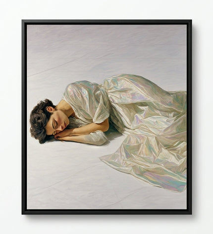 Silk Reverie hand-painted figurative canvas art in interior setting