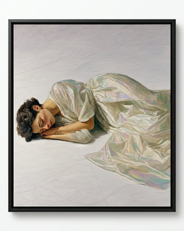 Silk Reverie hand-painted figurative canvas art in interior setting