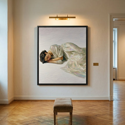 Silk Reverie original canvas artwork displayed in a contemporary gallery setting