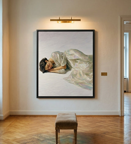 Silk Reverie original canvas artwork displayed in a contemporary gallery setting