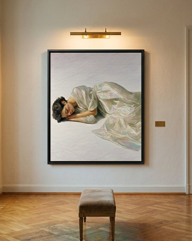 Silk Reverie original canvas artwork displayed in a contemporary gallery setting