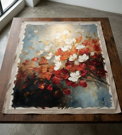 Smells Like Spring hand-painted original as unrolled canvas on studio table, shown without frame