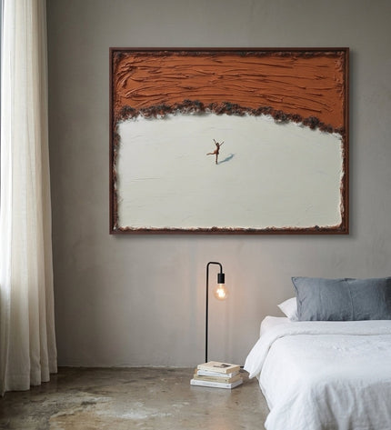 Side view of Solitary Grace framed canvas showing depth and texture