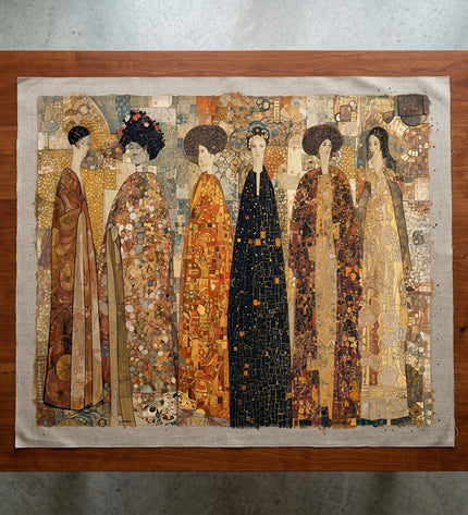 The Imperial Gathering hand-painted original as unrolled canvas on studio table, shown without frame