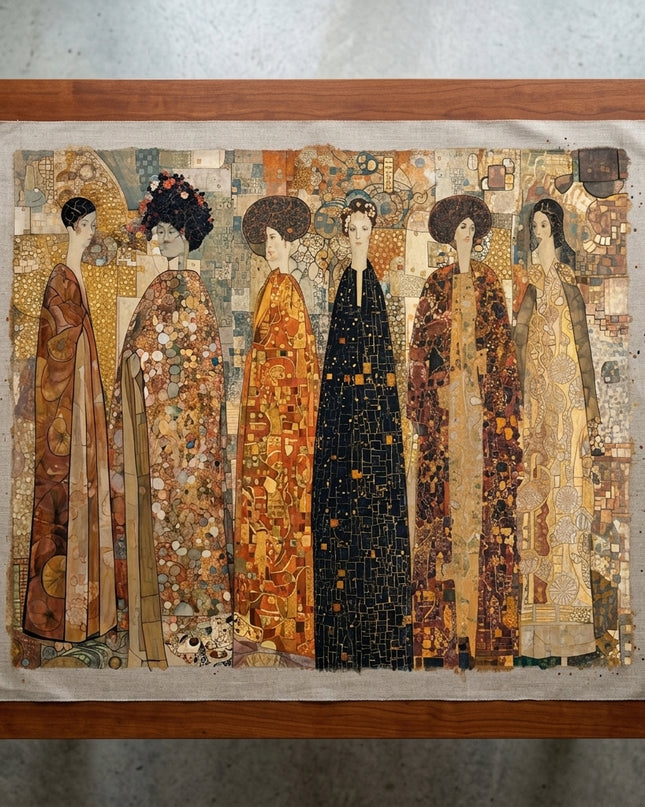 The Imperial Gathering hand-painted original as unrolled canvas on studio table, shown without frame