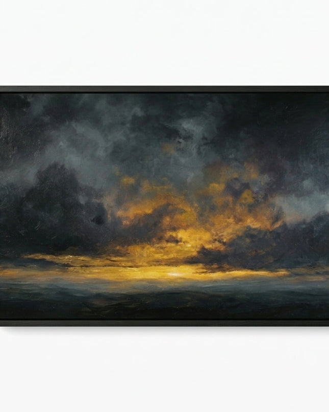 The Last Light hand-painted landscape canvas art in interior setting