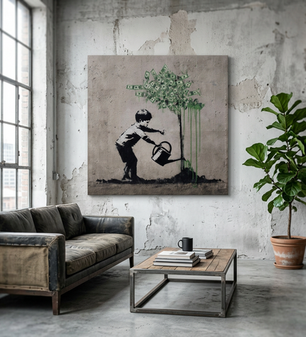 Harvest of Hope hand-painted floral painting displayed in an elegant dining room