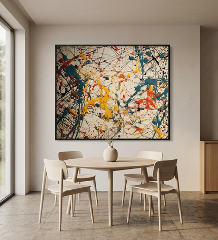 Sparks of Existence hand-painted animal portrait painting displayed in an elegant dining room