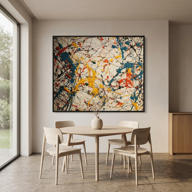Sparks of Existence hand-painted animal portrait painting displayed in an elegant dining room