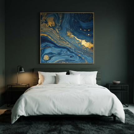 Ocean of Stars hand-painted landscape painting displayed in a serene bedroom
