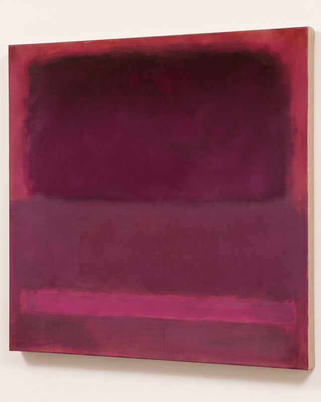 Violet Quiet — unframed stretched canvas with natural linen sides; digital artwork visualization