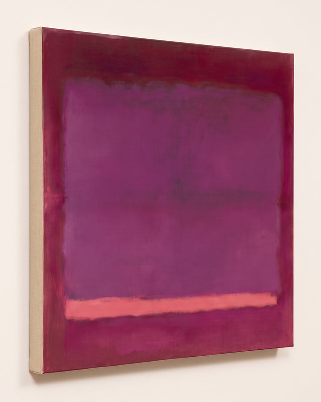 Violet Stillwater — unframed stretched canvas with natural linen sides; digital artwork visualization