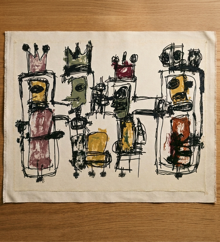 Gathered Voices — unframed Canvas Roll laid flat on a studio table