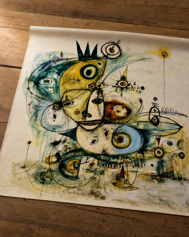 Inner Constellation — unframed Canvas Roll laid flat on a studio table