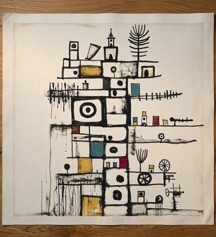 Little Monuments — unframed Canvas Roll laid flat on a studio table