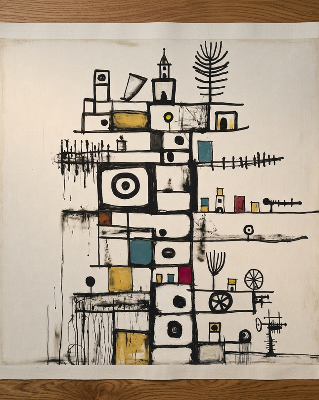 Little Monuments — unframed Canvas Roll laid flat on a studio table