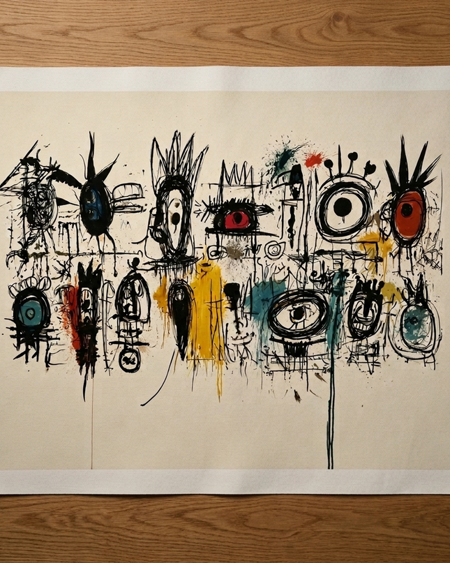 Many Small Kingdoms — unframed Canvas Roll laid flat on a studio table