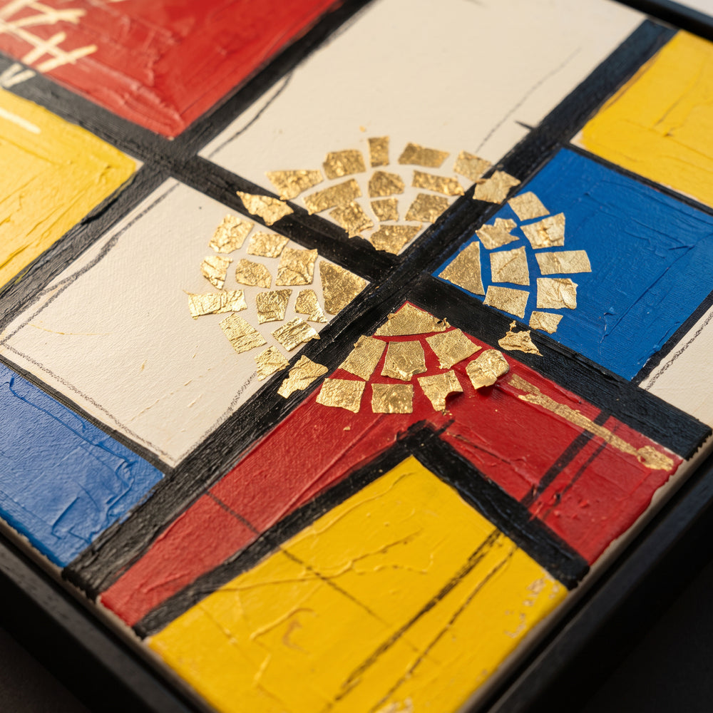 Paint and brushwork of City in Balance up close