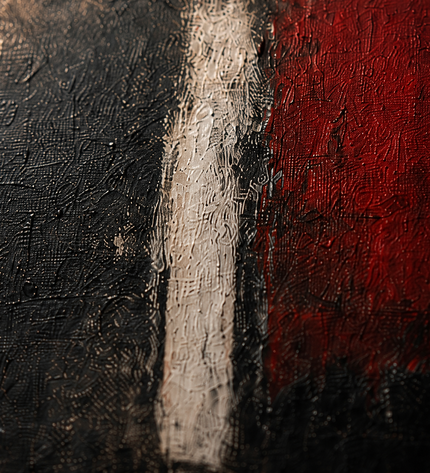 Crimson Divide — close-up showing the layered painted texture