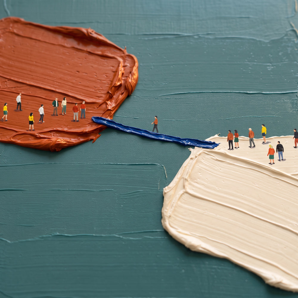 Farbe und Pinselspuren von First Crossing aus der Nähe