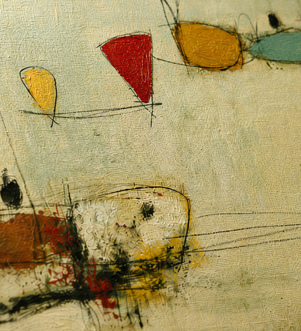 Quiet Satellites — close-up showing hand-painted texture and detail