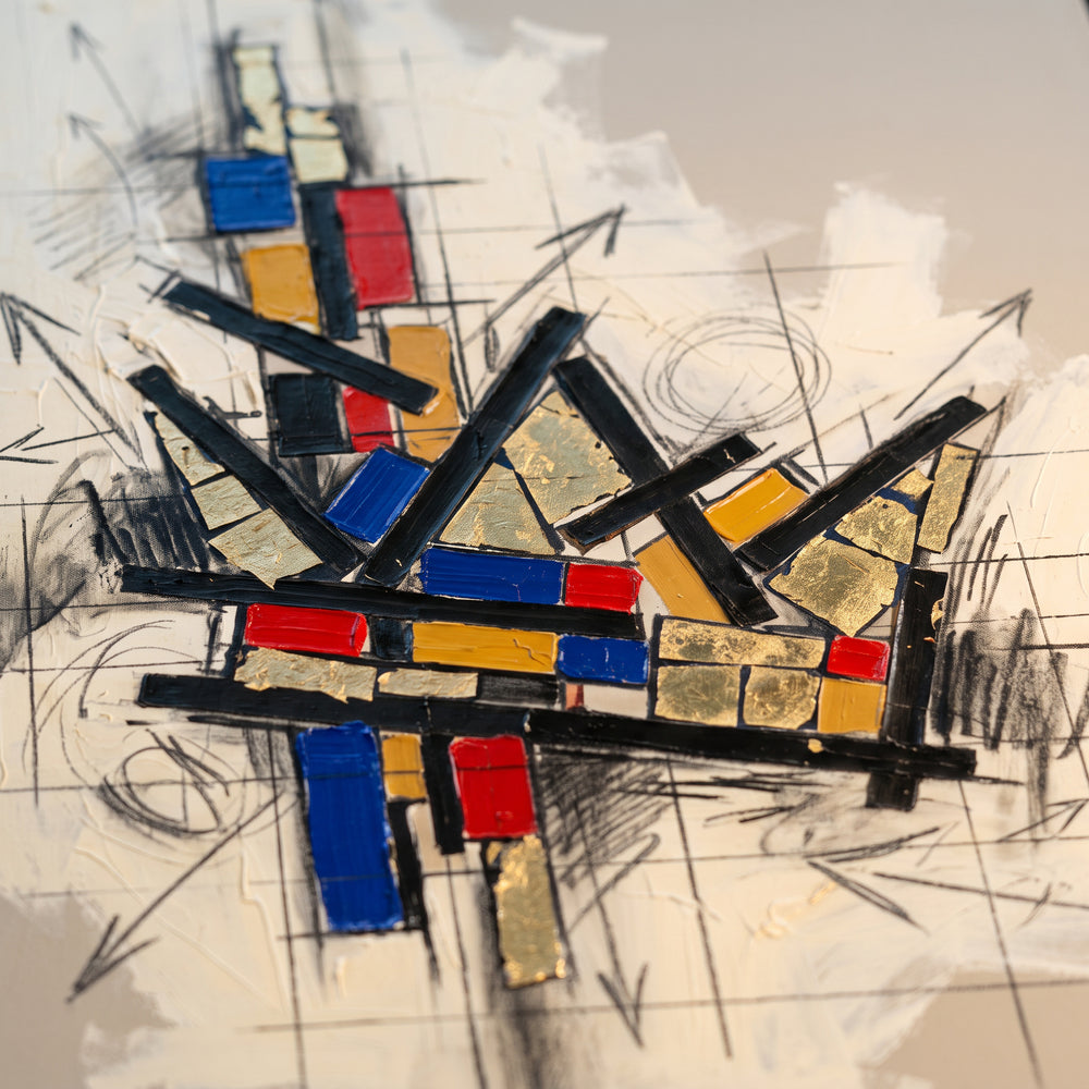 Paint and brushwork of Crowned Geometry up close