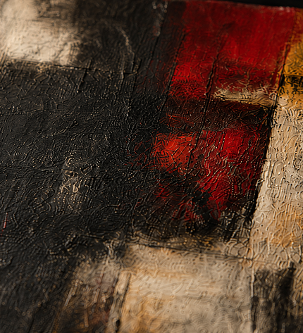 Ember Threshold — close-up showing the layered painted texture
