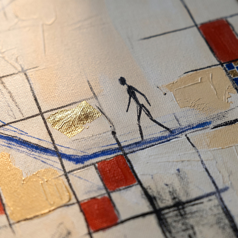Paint and brushwork of The Unfinished Map up close