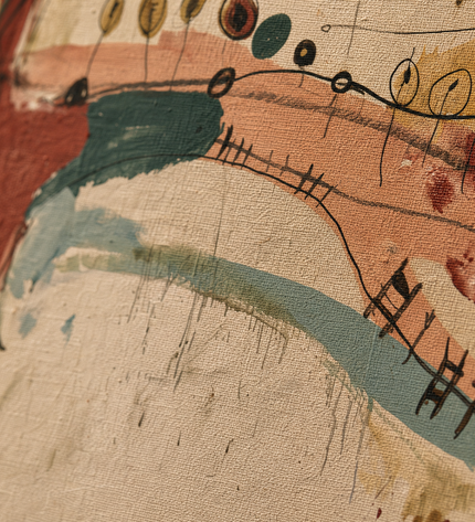 Between Currents — close-up showing hand-painted texture and detail