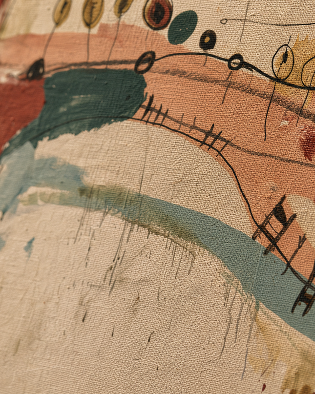 Between Currents — close-up showing hand-painted texture and detail