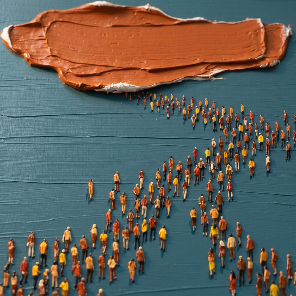 Paint and brushwork of Shared Horizon up close