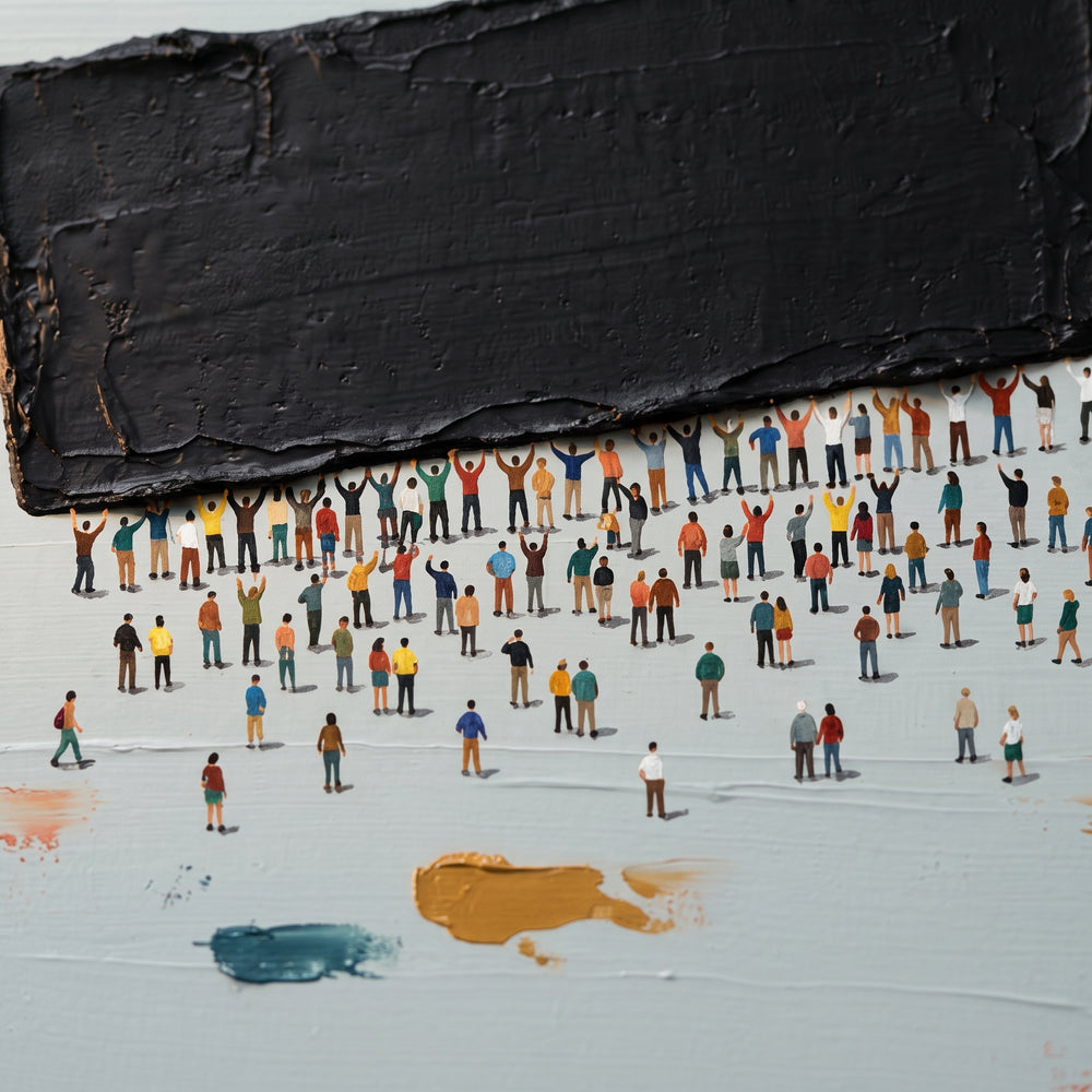 Farbe und Pinselspuren von Small Acts aus der Nähe
