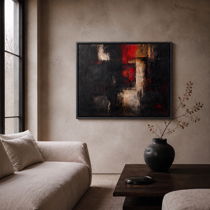 Ember Threshold — displayed in a moody contemporary living room