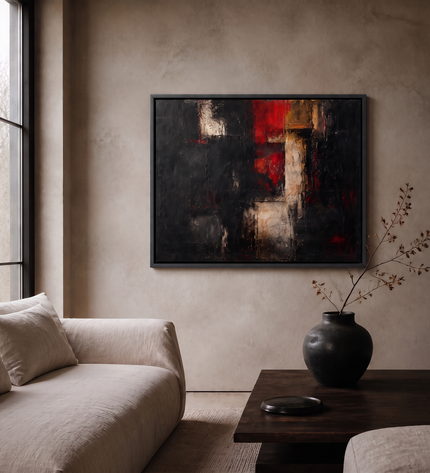 Ember Threshold — displayed in a moody contemporary living room