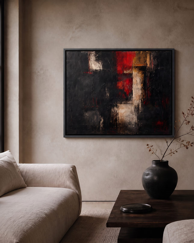 Ember Threshold — displayed in a moody contemporary living room