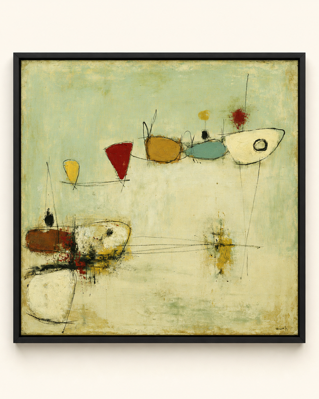 Quiet Satellites — original hand-painted abstract artwork on a neutral background