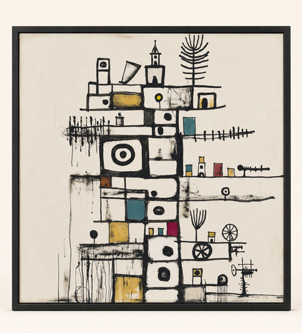 Little Monuments — original hand-painted abstract artwork on a neutral background