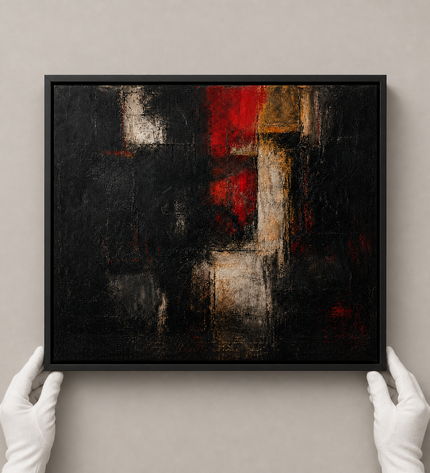 Ember Threshold — presented by a white-gloved art handler