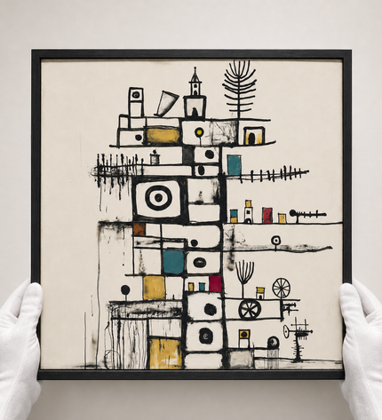 Little Monuments — presented by a white-gloved art handler in a gallery