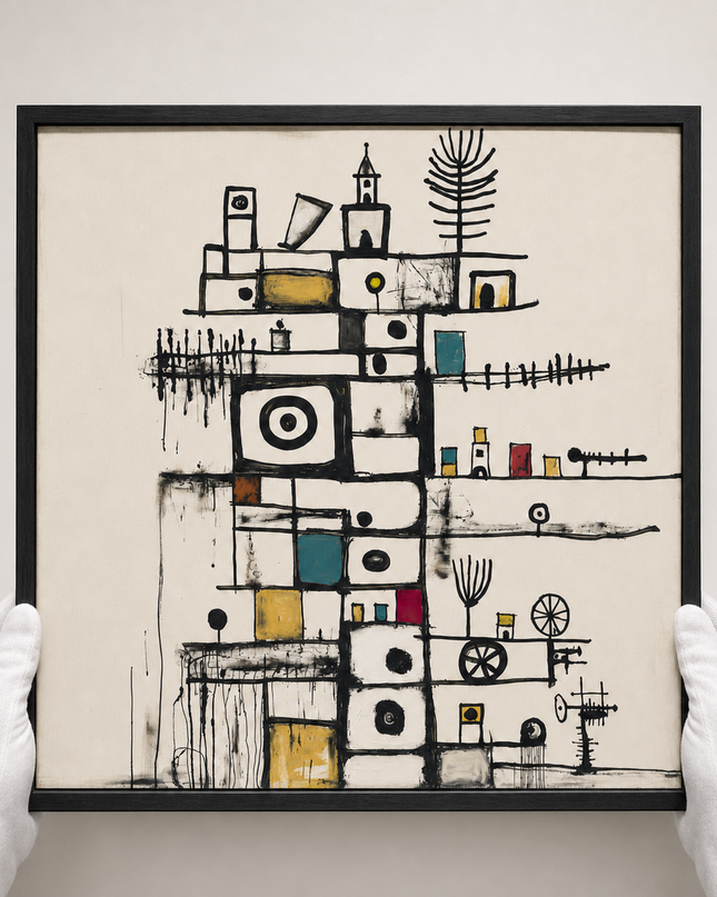 Little Monuments — presented by a white-gloved art handler in a gallery